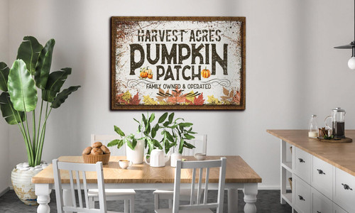 Rustic pumpkin patch metal sign for farmhouse fall wall art, autumn harvest decor for living room or kitchen, distressed style | Familywalldecor
