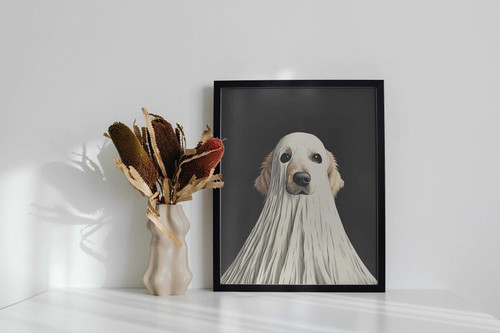Spooky Cute! Custom Golden Retriever Ghost Halloween Canvas Art | Family Wall Decor