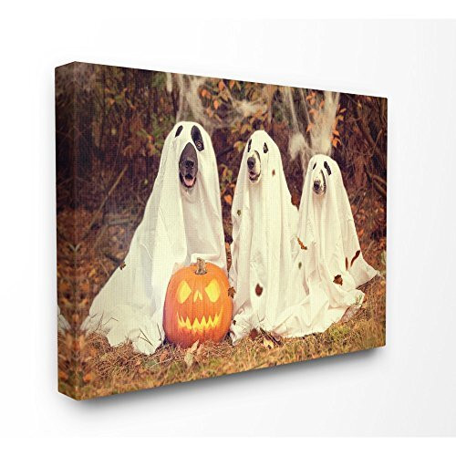 Vintage ghost dog canvas art, spooky Halloween wall decor in 16x20, vintage style, ideal for living room seasonal display | Family Wall Decor
