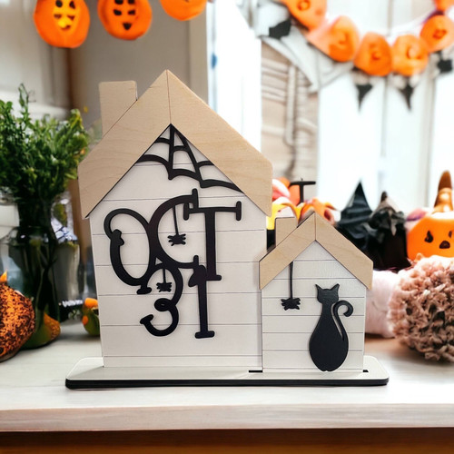 October 31 Halloween wood sign, funny fall kitchen decor with cute typography and pumpkin accents, wooden wall or shelf display | Familywalldecor