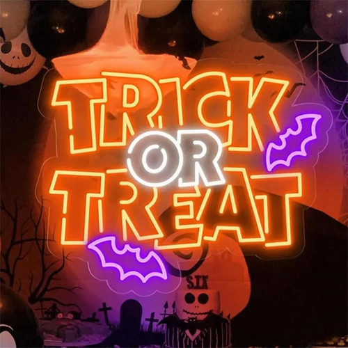 Dimmable Trick Or Treat Neon Sign For Bedroom, Party, Or Bar Decor | Family Wall Decor