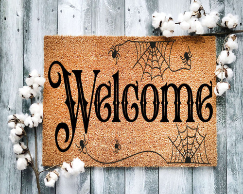 Humorous witch-themed Halloween doormat with playful welcome quote, ideal entryway decor and a fun new home gift | Familywalldecor