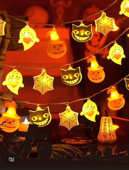 Spooky Halloween LED Lights With Black Cat And Pumpkin Theme - Indoor Outdoor DéCor | Family Wall Decor