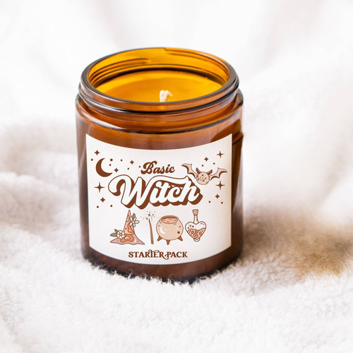 Pumpkin Halloween soy candle with cute retro cartoon design, autumn decor accent to create a cozy fall atmosphere in any room | Familywalldecor