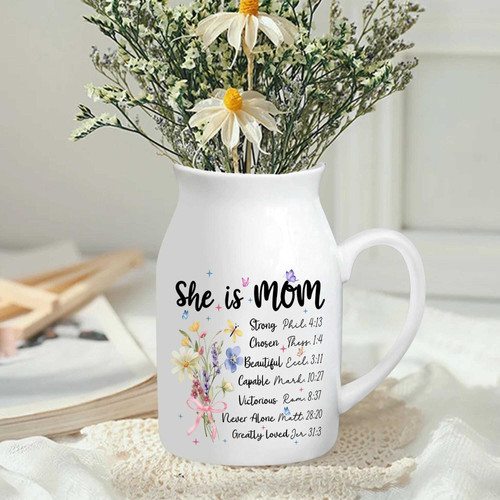 Inspirational Mother's Day Ceramic Flower Vase For Mom's Birthday Or Christian Grandma | Family Wall Decor