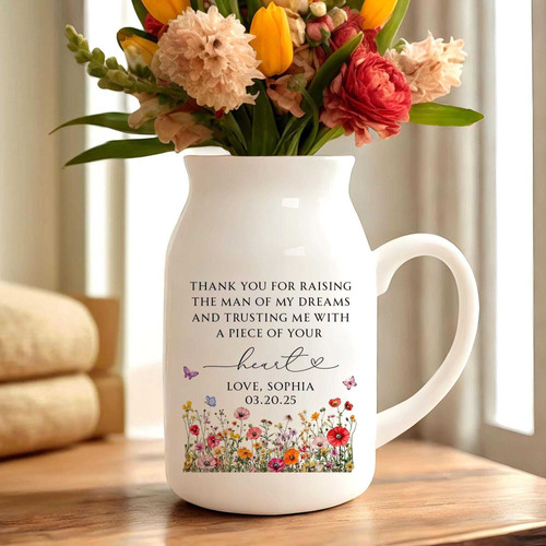 Mother-in-Law Wedding Vase | Thank You for Raising Him Gift | Familywalldecor