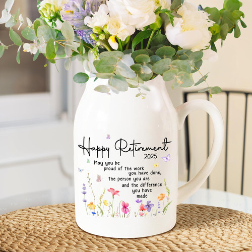 Retirement ceramic flower vase for women teachers, a thoughtful appreciation gift and decor piece for classroom or home. | Familywalldecor