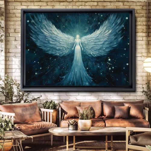 Angel wings wall art, white impasto acrylic painting with palette-knife texture, modern minimalist canvas for living room | Family Wall Decor