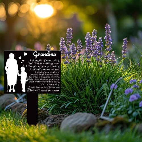 Grandma memorial garden stake square design for outdoor gravesites, thoughtful remembrance gift and cemetery decoration | Familywalldecor