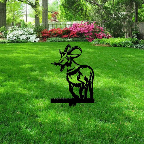 Goat metal lawn sign personalized with custom name, funny outdoor yard art, playful gift for Dad this Christmas | Familywalldecor