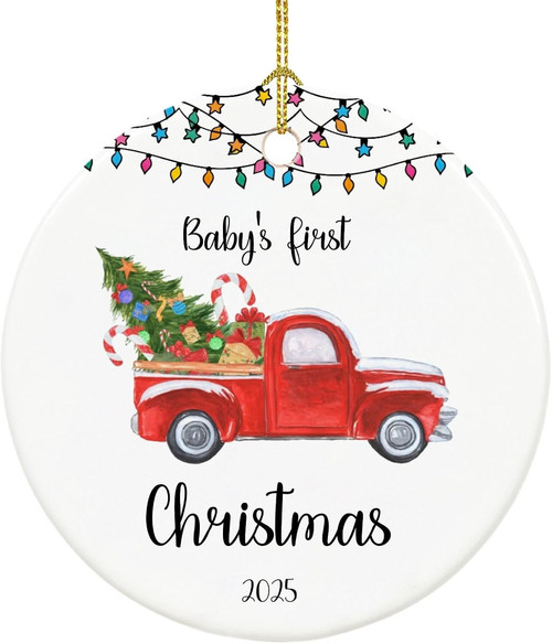 Baby's First Christmas 2025 nursery wall art, heartfelt decor print with festive details, sweet holiday keepsake for new parents | Familywalldecor