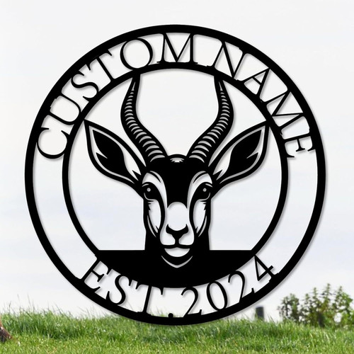 Goat custom metal sign for farmhouse kitchen decor, personalized with family name; rustic black cut steel wall art | Familywalldecor