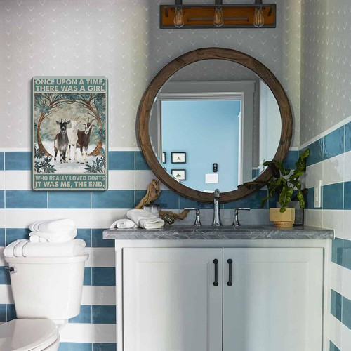 Funny goat metal sign with vintage rustic design for bedroom decor or patio, farmhouse accent and gift for goat lovers | Familywalldecor