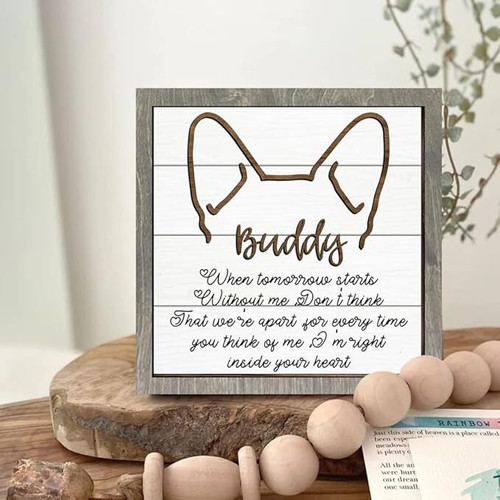 Personalized pet memorial wooden sign, rustic indoor plaque with paw print, custom pet name and dates, farmhouse style | Family Wall Decor