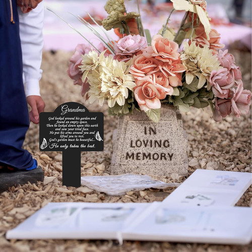 In Loving Memory grandma memorial rust-proof metal garden stake, outdoor tribute honoring grandmother with weatherproof build | Familywalldecor