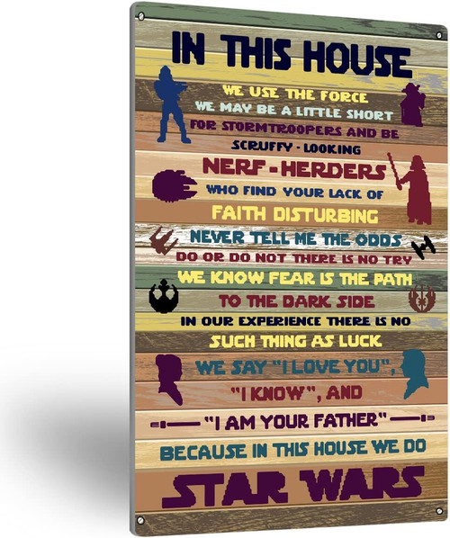 Farmhouse family rules metal wall art sign with rustic finish, text decor for entryway or living room, housewarming gift | Familywalldecor