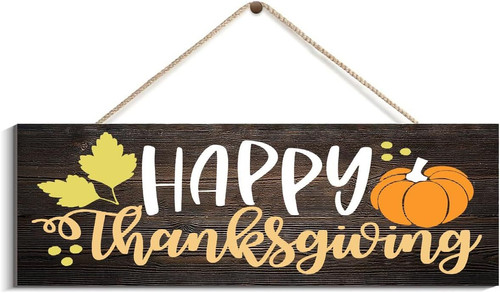 Thanksgiving farmhouse wood sign wall art, rustic indoor home and kitchen decor; fall harvest design, gift for friends | Familywalldecor