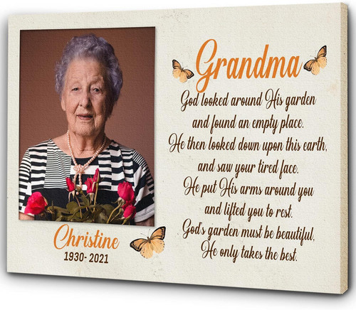 Personalized Angel Wings Memorial Canvas for Grandma Loss Tribute | Familywalldecor