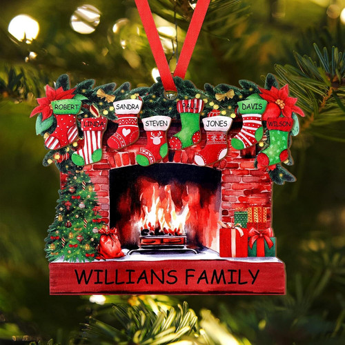 Custom name family ornaments for living room decor, personalized with names for a keepsake display on mantel or wall hooks | Familywalldecor