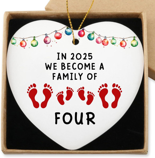 New parents 2025 ceramic keepsake ornament for living room decor, a sweet gift for expecting couples and first-time moms | Familywalldecor