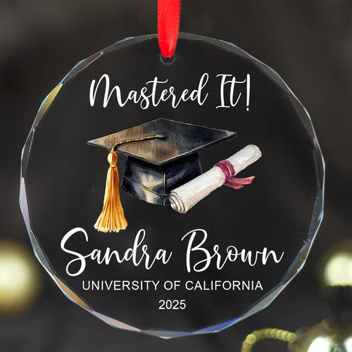 Graduation wall art with crystal ornament, personalized Class of 2025 keepsake, names and school, black frame, portrait | Familywalldecor