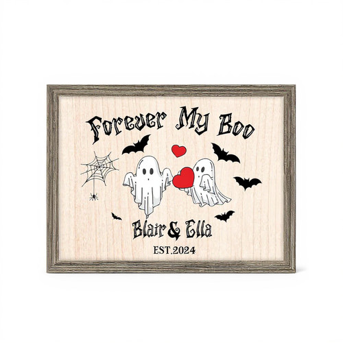 Halloween Gothic Decor With Forever My Boo Wood Sign For Couples - Custom Names | Family Wall Decor