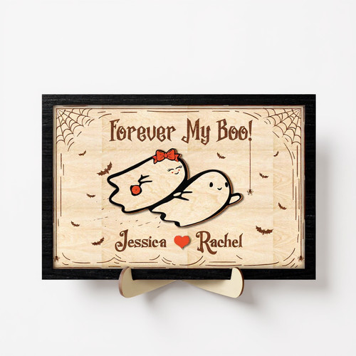 Personalized Forever My Boo Ghost Couple Wood Sign For Gothic Halloween Decor And Couples | Family Wall Decor