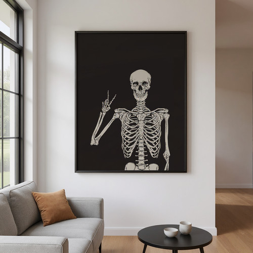 Skeleton wall art canvas for Halloween decor, spooky gothic style accent to elevate your living room or entryway during fall | Family Wall Decor