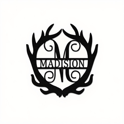 Personalized Deer Antler Monogram Metal Sign for Living Room Decor | Family Wall Decor