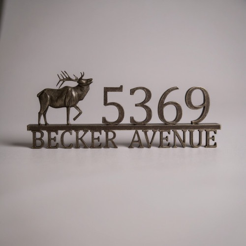 Personalized Metal Elk Antler Sign for House Numbers | Family Wall Decor