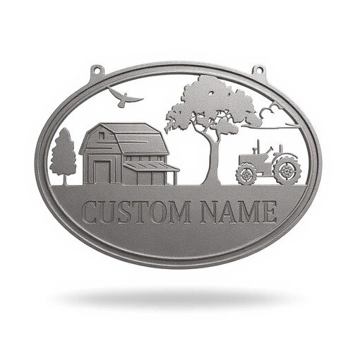Tractor outdoor metal sign, personalized farmhouse wall decor with custom family name and est. date, metal cutout | Family Wall Decor