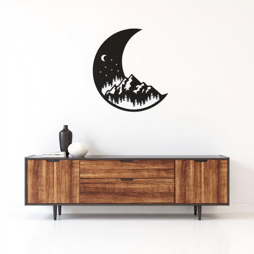 Pacific moon metal wall art personalized with names and date, ocean waves silhouette decor for bedroom or coastal living room | Family Wall Decor UK