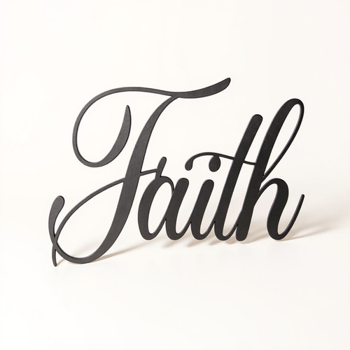 Faith word metal wall art decor for kitchen or dining room, laser-cut steel script sign with matte black finish, farmhouse | Family Wall Decor AU