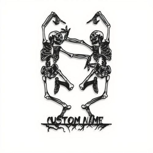 Funny Couple Skeleton Dancer Halloween Metal Sign Decor | Family Wall Decor