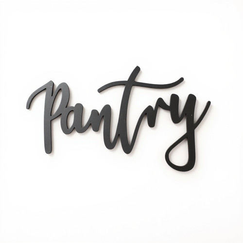 Pantry metal wall art personalized with family name in script lettering, farmhouse kitchen decor accent for pantry door or wall | Family Wall Decor AU