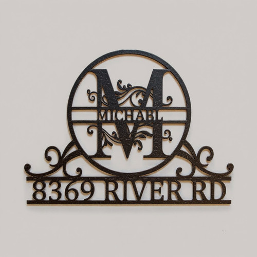 Custom Family Monogram Metal Sign with House Numbers | Familywalldecor