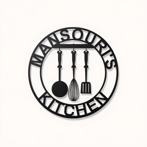 Custom kitchen metal sign wall art personalized with your family name for stylish home decor above countertops or dining nook | Family Wall Decor AU