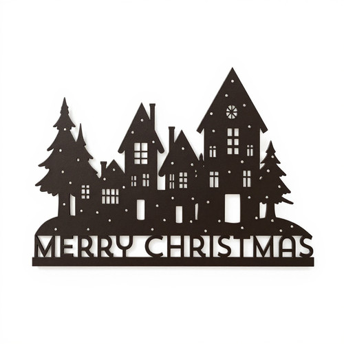 Merry Christmas metal sign for outdoor decor, festive holiday yard or porch accent with seasonal greeting to welcome guests | Family Wall Decor