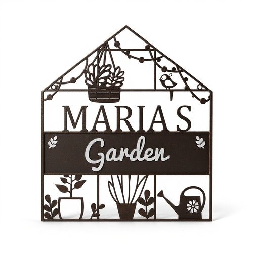 Greenhouse metal sign personalized for hanging garden decor, custom name sign for greenhouse entry, gift for gardeners | Family Wall Decor