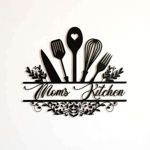 Mom kitchen custom metal sign wall art, personalized with family name, thoughtful gift for Mother’s Day and cozy home décor | Family Wall Decor