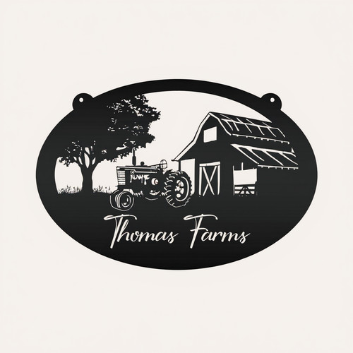 Tractor barn farm metal sign personalized with family name for families, rustic wall decor for entryway or barn | Family Wall Decor