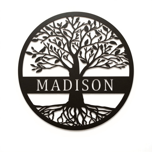 Tree of Life metal sign, personalized with family name and established date, wall decor for entryway or living room | Family Wall Decor