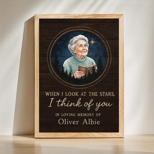 Personalized memorial canvas wall art for Mom with custom sky map and photo, name and dates, remembrance decor for home | Familywalldecor