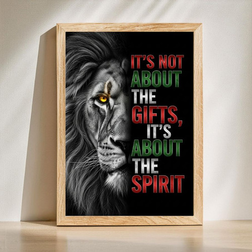 Lionheart Christmas canvas wall art with motivational quote and subtle holiday accents, bold decor focal piece for man cave | Familywalldecor