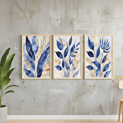 Elegant Blue Botanical Canvas Decor For Any Room (Modern Style) | Family Wall Decor