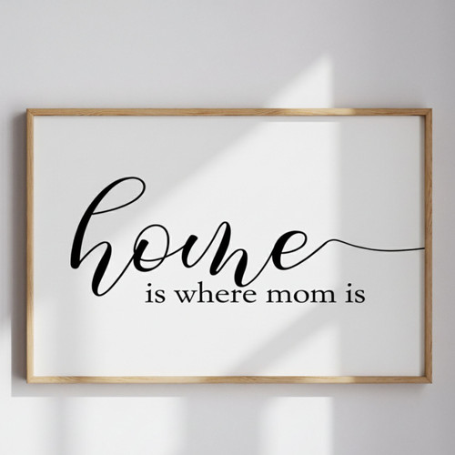 Heartfelt Farmhouse Canvas - Mom Is Home Wall Art Decor Gift | Family Wall Decor