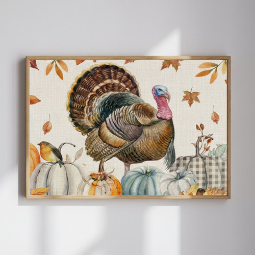 Rustic Fall Blessings Turkey Canvas Wall Art Decor | Family Wall Decor