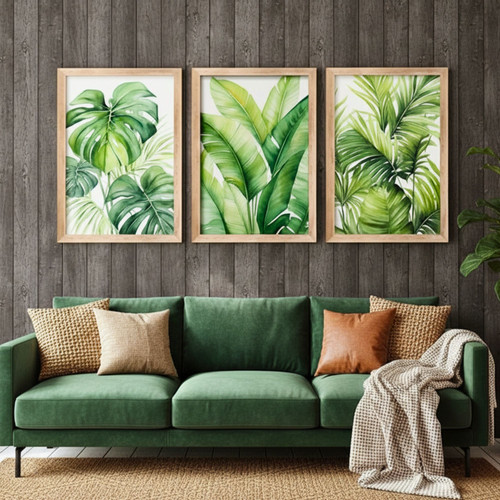 Exotic Botanical Wall Art Tropical Watercolor Leaves Canvas For Beach House Decor | Family Wall Decor