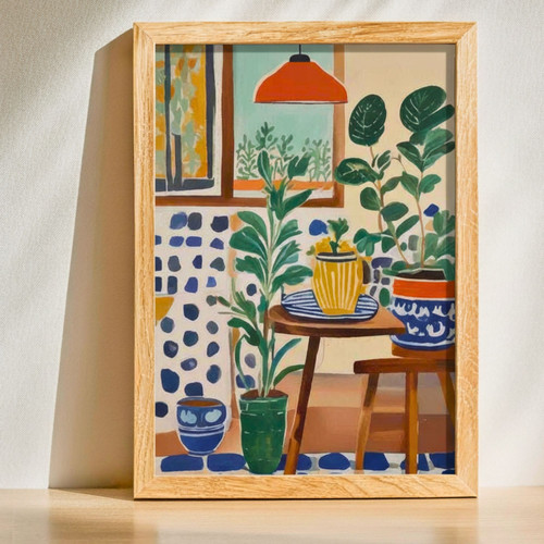 Vibrant Potted Plants Canvas - Bold Botanical Kitchen/Office Decor | Family Wall Decor