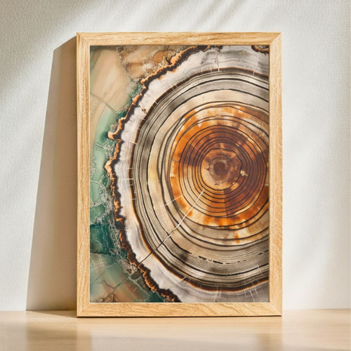 Nordic Tree Ring Canvas Painting For Living Room - Scandinavian Abstract Wall Art | Family Wall Decor